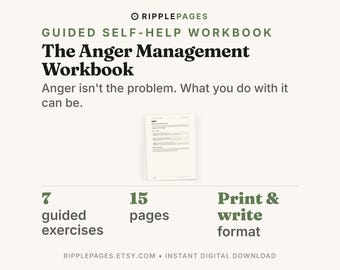 Anger Management Workbook, Guided Self-Help Journal, Coping Skills (PDF Download)