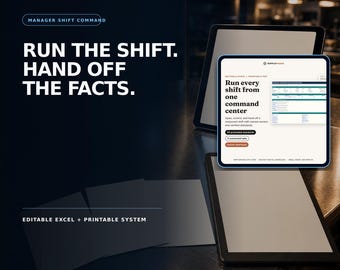 Restaurant Manager Checklist Template, Shift Handoff & Operations System (Editable Excel, Printable PDF)