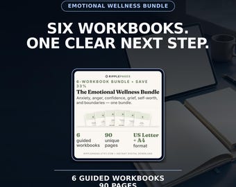 Emotional Wellness Workbook Bundle: 6 Printable Self-Help Workbooks