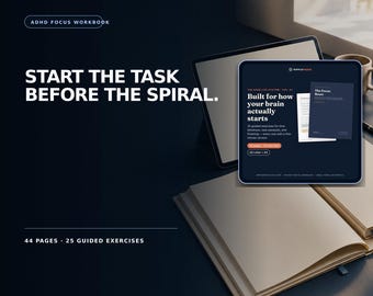 ADHD Workbook for Adults, Task Paralysis, Time Blindness, Executive Function Worksheets (PDF Download)