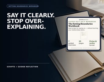 Setting Boundaries Workbook, Guided Self-Help Journal, Scripts (Printable PDF)