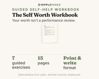 Self Worth Workbook, Guided Self Esteem Journal, Confidence Planner (Instant Download)