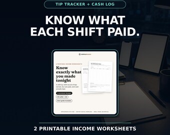 Tip Tracker & Cash Log: Printable Server Income Tracker