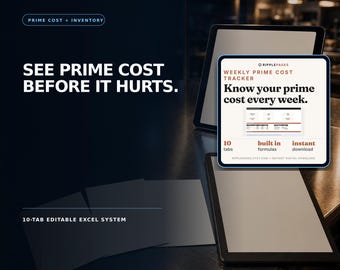 Restaurant Prime Cost and Inventory Tracker, COGS, Labor & Waste Dashboard, Editable Excel Management System