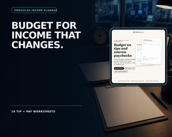 Irregular Income Budget Planner, 10 Printable Tip & Pay Worksheets