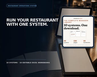 Restaurant Operations System Bundle: 10 Manager Toolkits + Excel Workbooks
