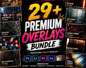 29+ Photoshop Overlays Bundle: Light Leaks, Smoke, Dust, Bokeh (Digital Download)