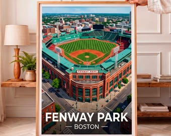 Fenway Park Poster, Boston Baseball Wall Art, Retro Stadium Decor, Vintage Travel Print, Baseball Fan Gift, Sports Man Cave Art