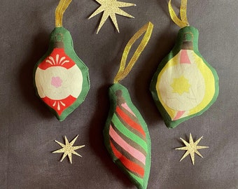 Vintage Bauble Christmas Tree Decorations | Set of 3 or single