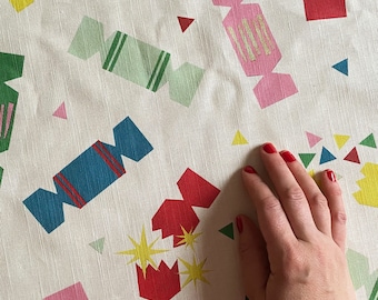 Christmas tablecloth | colourful cracker print | nostalgic vintage inspired print | handmade to order