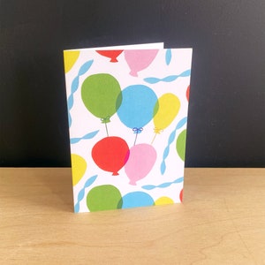 Birthday card | colourful balloons in a vintage retro style | recycled