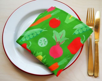 Napkins | Kitsch bright green vegetable print | Handmade