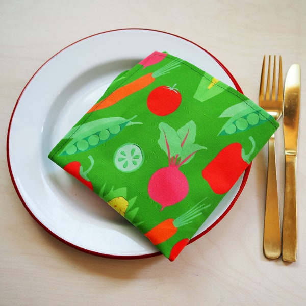 Vegetable print napkins etsy uk