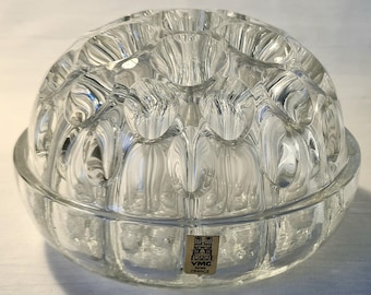 Vintage VMC Reims Blumenfrosch Glas • Mit Original-Label • 12,5/8,5 cm TOP