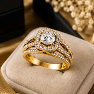 Luxury Diamond Ring CAD File | STL & 3DM Jewelry Model | Engagement Ring Digital Download | 3D Printing Readyc