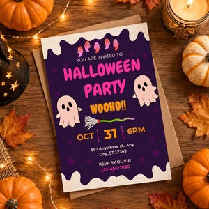 Halloween Party Invitation, Editable Canva Template, Spooky Party Printable, 5x7 Digital Invite, Instant Download, Custom RSVP