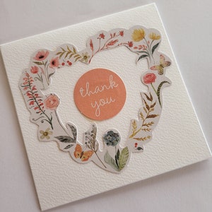 Mini Tarjeta de Agradecimiento-Corazón Floral