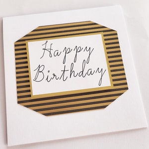 Cartão de Aniversário - Metálico, Dourado e Preto