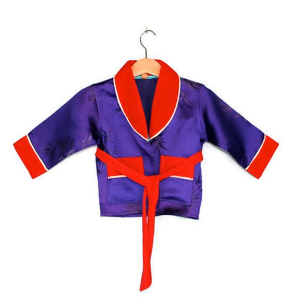 Vintage Toddler Robe Oriental Styling in Purple and Red 2T
