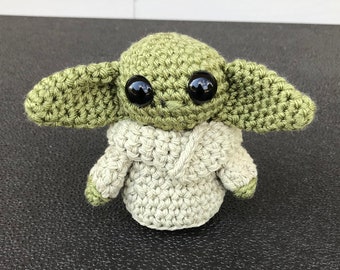 Handmade crochet Little Green Alien Beanie stuffed toy