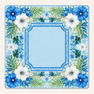 Blue Tropical Floral Mahjong Mat American Mahjong Table Mat Gift for Beautiful Coastal Game Nights