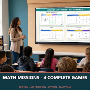 Pacote Completo de Jogos de Matemática: Adição, Subtração, Multiplicação, Divisão e Valor Posicional - Jogos Offline para Sala de Aula