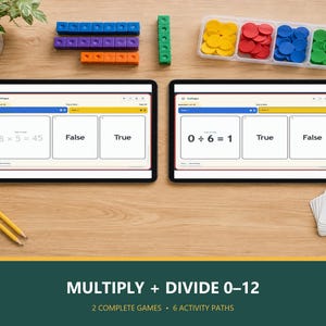 Jogos de tabuada de multiplicação e divisão de 0 a 12, pacote de revisão de matemática para o 3º ano, jogos offline para sala de aula