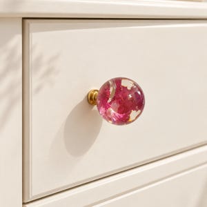 Cabinet Knobs with Real Rose Flowers in Crystal Clear Resin