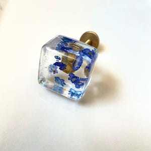Lavender Square Drawer Knob, Real Dried Flowers in Clear Resin, Rustic Cupboard Knob