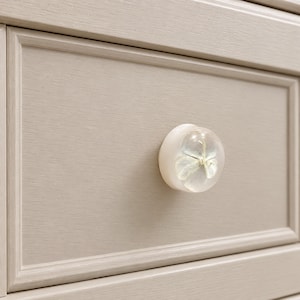 Handcrafted Resin Drawer Pulls with White Phlox Flowers