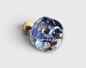 Round Dresser Knobs with Dried Lavender Flowers in Resin