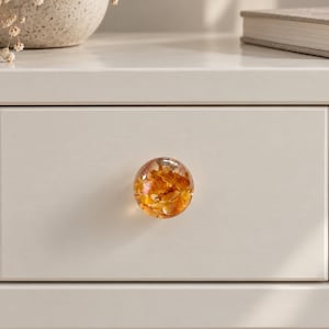 Ball Cabinet Knobs with Real Baltic Amber in Clear Resin