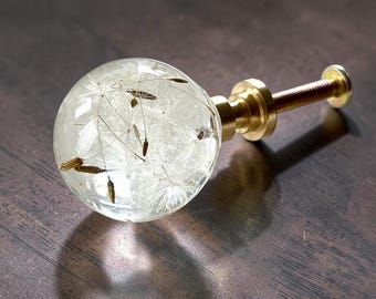 Drawer Pulls with Real Dandelion Flowers in Clear Resin