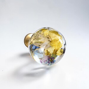 Floral Drawer Knobs with Real Wild Flowers in Clear Resin