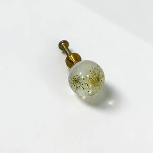 Boutons de commode en dentelle blanche de la reine Anne : véritables fleurs en résine