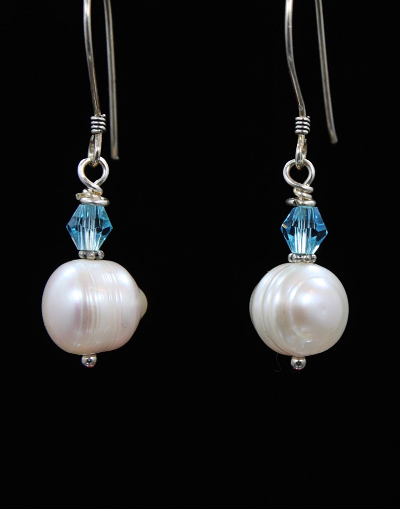 Luscious Sterling and White Potato Pearl Earrings Etsy