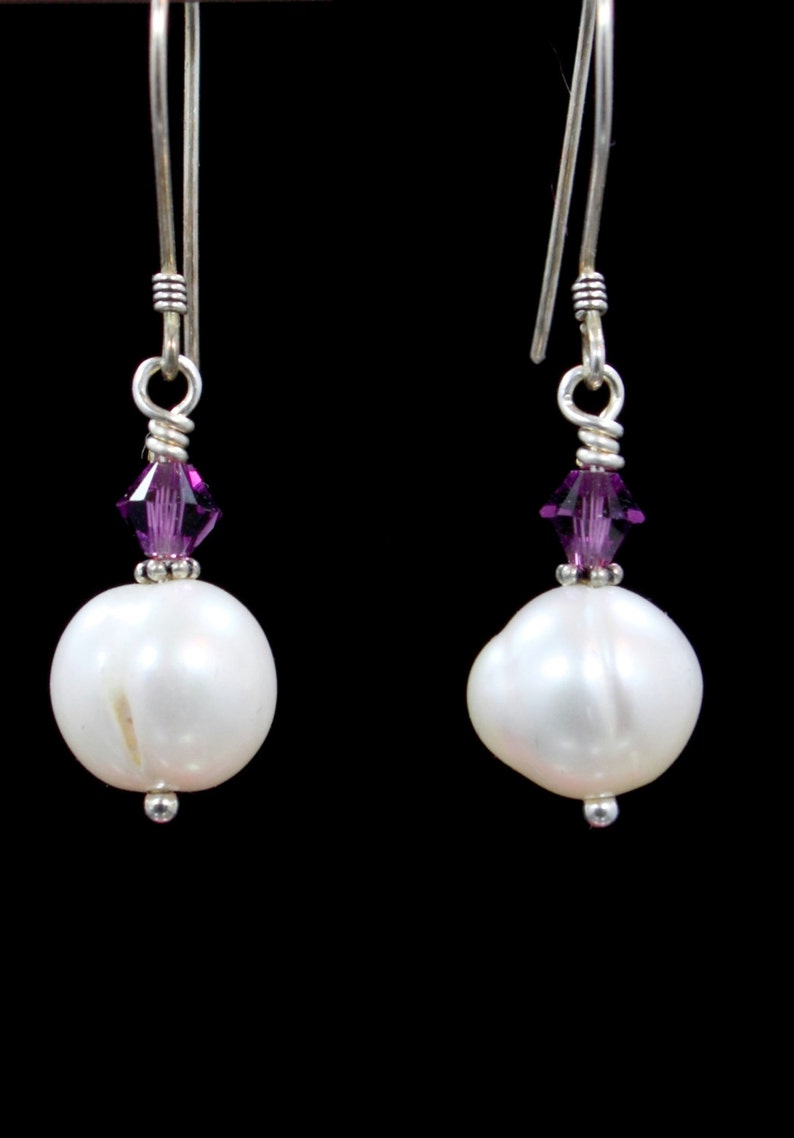 Luscious sterling and white potato pearl earrings Etsy