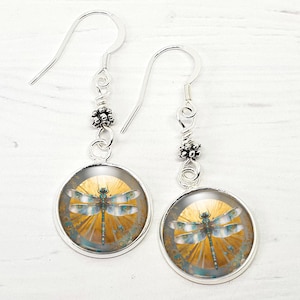 Dragonfly Dangle Earrings, Sterling Silver, Gift For Dragonfly Lover