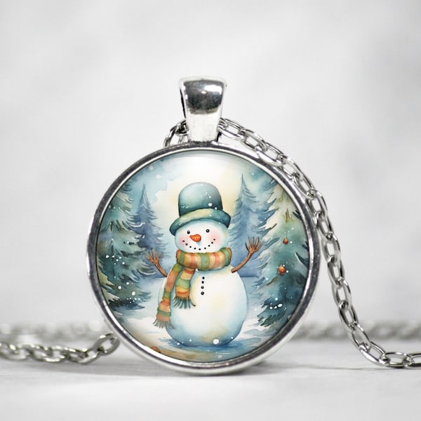 Snowman Necklace, Cute Christmas Jewelry