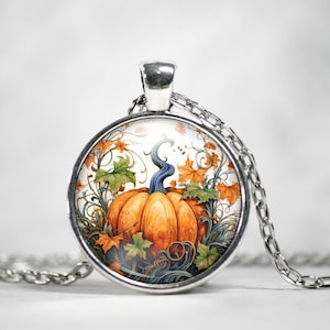 Halloween Pumpkin Necklace, Pretty Pumpkin Pendant, Fall Jewelry