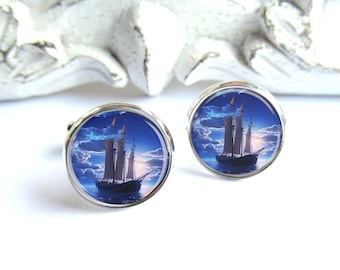 Sailboat Cufflinks, Nautical Gift For Boat Lover