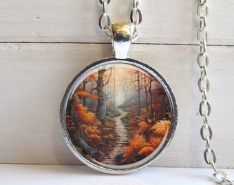 Autumn Necklace, Fall Forest Pendant, Nature Jewelry