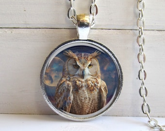 Owl Pendant Necklace, Mystical Owl Jewelry, Gift For Owl Lover