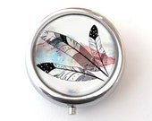 Pill Box, Boho Feather Pill Case, Useful Gift