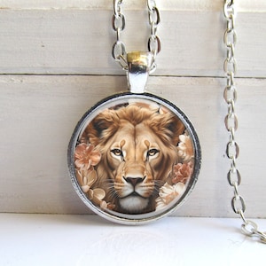 Lion Pendant Necklace, Safari Animal Jewelry, Gift For Lion Lover