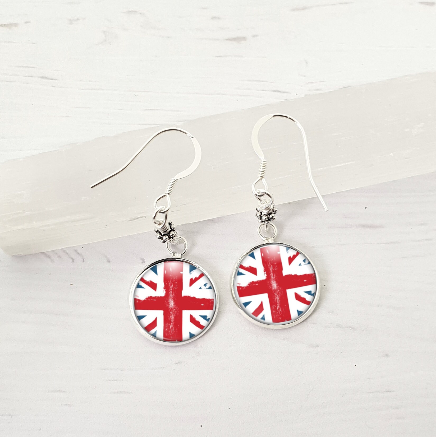 Boucles D'Oreilles Union Jack Clous 10mm - Drapeau Angleterre UK Acier Inoxydable Homme Femme