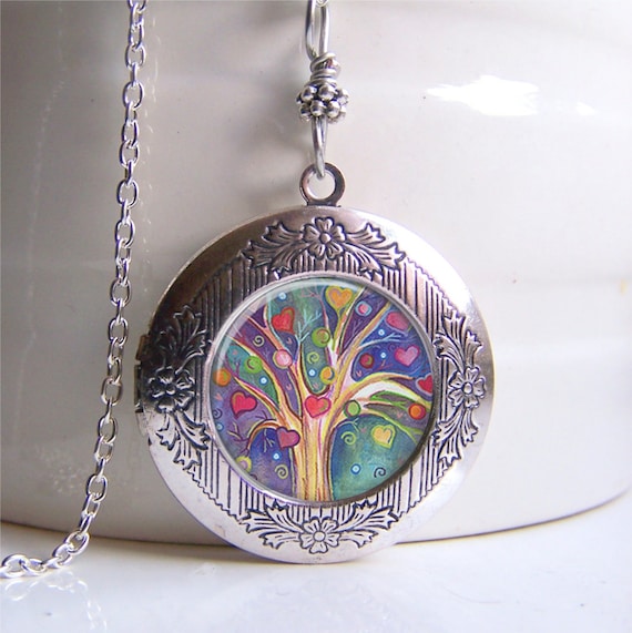 Locket Necklace Tree of Life Locket Silver Photo Locket Tree