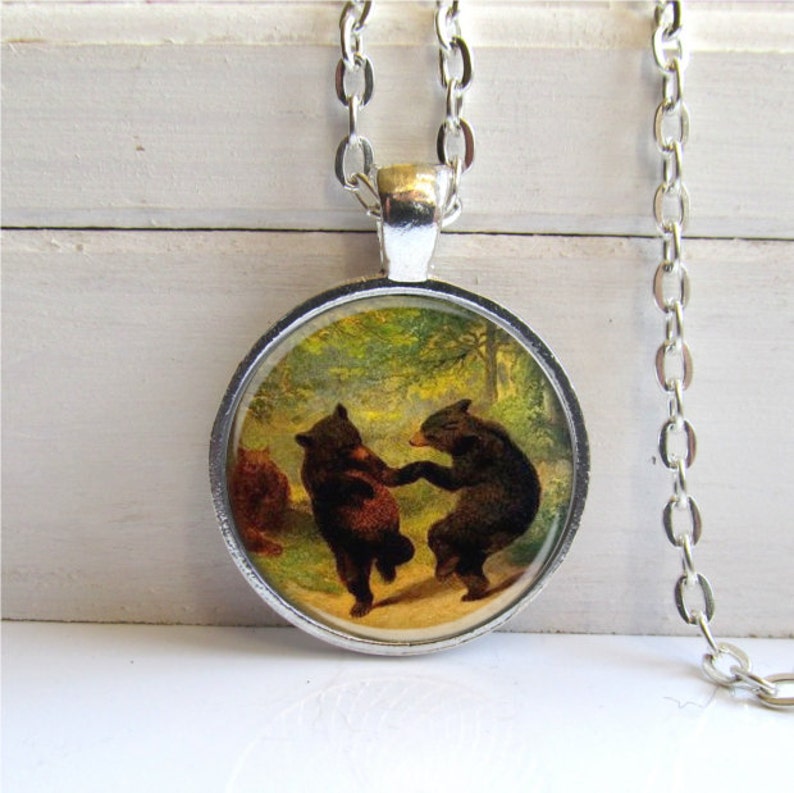 Dancing Bear Pendant Woodland Bear Necklace image 1