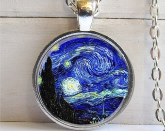 Starry Night Locket Necklace,Art Locket Pendant,artist jewelry impressionist art lover gift,QK023 Starry Night Locket Necklace,Art Locket Pendant,artist jewelry impressionist art lover gift,QK023