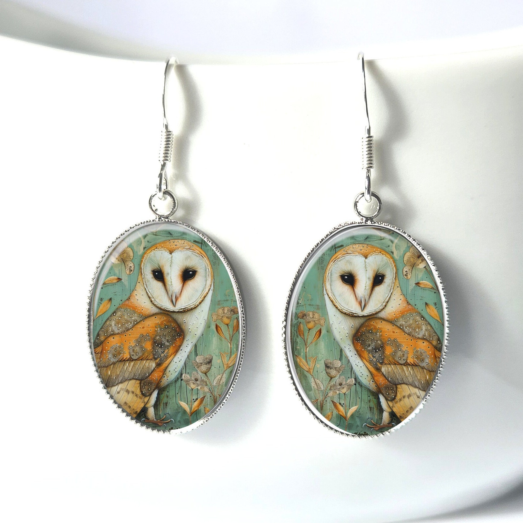 Owl Earrings, Barn Owl Jewelry, Gift For Owl Lover